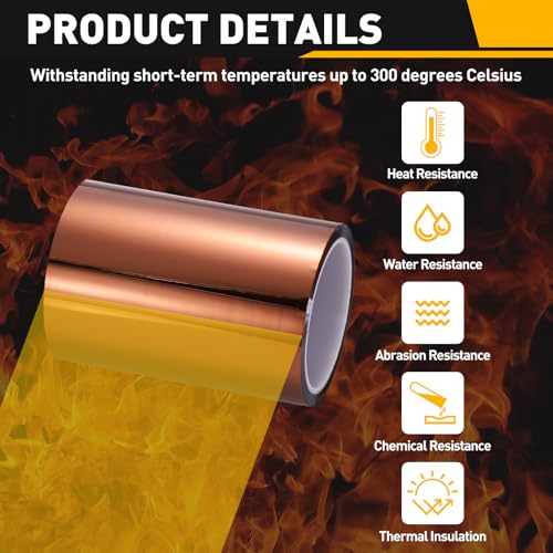 uxcell Heat Tape, 150mm x 33m (108ft) Polyimide Heat Transfer Sublimation Tape No Residue High-Temperature Resistant Tapes for Heat Press Soldering Circuit Board, Brown - size: 150mm x 33m (108ft)
