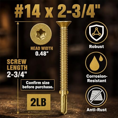 Yaocom 74 Pcs Trailer Deck Screws Self Tapping, #14x2-3/4-2lbs - size: #14x2-3/4"-2lbs
