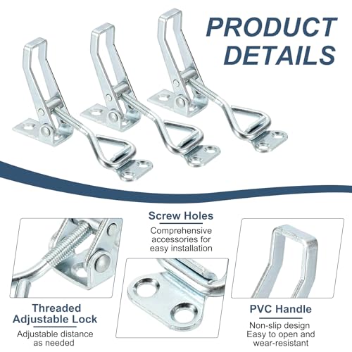 HARFINGTON 2pcs Adjustable Toggle Clamp M5 x 27mm 220lbs Holding Capacity 4001 Style Quick Release Pull Latches Clamps Hasp for Smoker Lid Jig Tool Box Case, Silver - color: Silver, size: M5 x 27mm + 220lbs