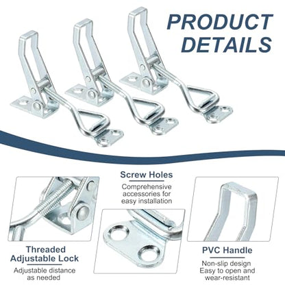 HARFINGTON 2pcs Adjustable Toggle Clamp M5 x 27mm 220lbs Holding Capacity 4001 Style Quick Release Pull Latches Clamps Hasp for Smoker Lid Jig Tool Box Case, Silver - color: Silver, size: M5 x 27mm + 220lbs