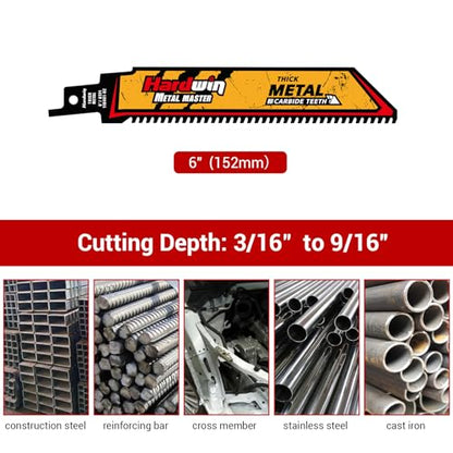 6-Inch Carbide Reciprocating Saw Blades, 8 TPI, 3-Pack - size: 6inch