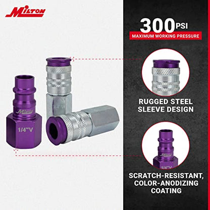 Milton S-314VKIT Kit, 14pc Hi-Flo V style 1/4", Purple - size: 14 count
