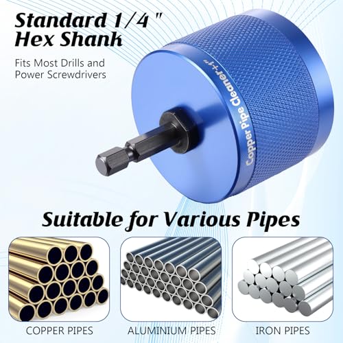 Copper Pipe Cleaner for Drill Set, 1/2", 3/4", Blue - color: Blue, size: 1/2", 3/4"