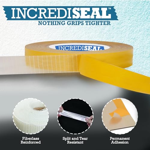 IncrediSeal 3/4" Double Sided Bi-Directional Fiberglass Reinforced Filament Banner Hemming Mounting Tape, 36 Yards, 9.0 Mil, Heavy Duty Industrial, Permanent Bond, Hobby, Craft, Signs, Displays - size: 3/4 inch x 108 feet