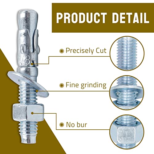 3/8" x 2-1/2" Concrete Wedge Anchors, Zinc Plated Concrete Anchors - size: 3/8" x 2-1/2"