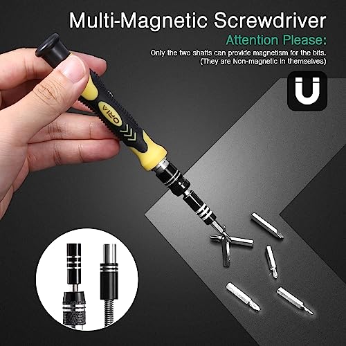 ORIA Small Screwdriver Set, 61 in 1 Precision Screwdriver Set with 57 Bits, Mini Screwdriver Repair Tools with Extension Rod for Mobile Phone, Game Console, Tablet, Yellow - color: Yellow