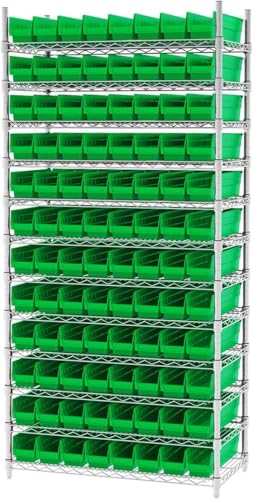 Akro-Mils 30128 Heavy Duty Plastic Shelf Bins, 18"x 4"x 4", Green, 12-Pack - color: Green