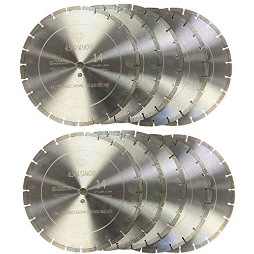 (10-PCS) ALSKAR DIAMOND 14 inch Dry or Wet Cutting General Purpose Power Saw Segmented Diamond Blades for Concrete Stone Brick Masonry (14" - 10 pcs) - size: 14" - 10 pcs