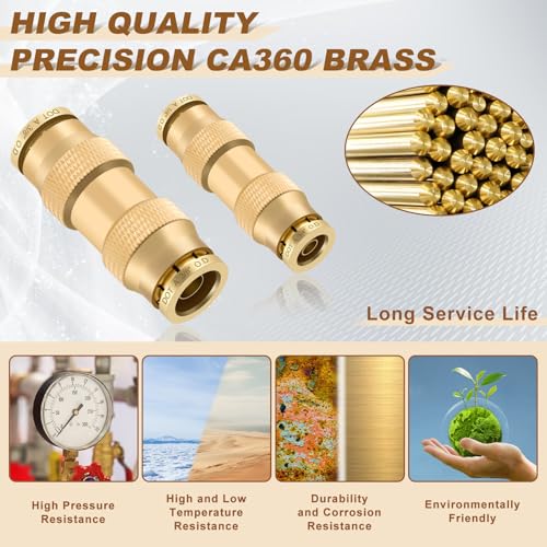25PCS 1/4" 3/8" Brass Dot Air Line Fittings Kit, Straight Union Kit - size: 1/4" + 3/8"