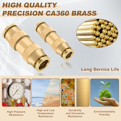 25PCS 1/4" 3/8" Brass Dot Air Line Fittings Kit, Straight Union Kit - size: 1/4" + 3/8"