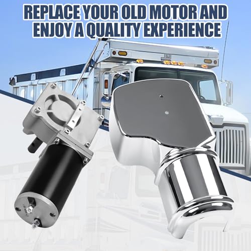 1200W 60:1 1.6HP Electric Tarp Motor for Dump Trucks Over 28' Length, Universal Tipper Truck Canopy Motor for Dump Truck Tarp System with Chrome Housing Cover- 12V DC, 55AMPS/65RPM- 5 Years Warranty - size: 1200w 60:1