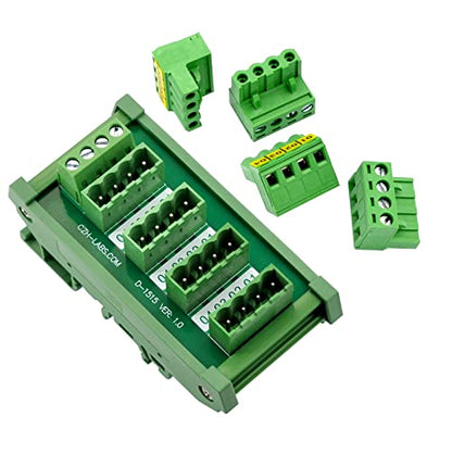 Slim DIN Rail Mount 10A/300V Pluggable Screw Terminal Block Distribution Module (5x4 Position) - style: 5x4 Position
