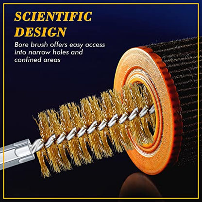 12 Pieces Bore Brush for Drill Wire Bore Brush Set - style: Brass