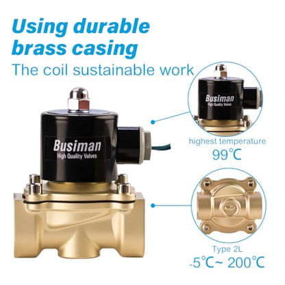 Electric Solenoid Valve 1" 110V AC Brass Normally Closed - Compatible with Water, Air, Diesel, Gas - Replaceable VITON Seal - Compact Direct Acting - color: 110VAC, size: 1"NPT