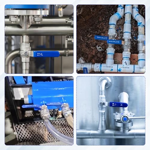 2 Pack 1-1/4'' Ball Valves 304 Stainless Steel NPT Female x Female Full Port Heavy Duty Shut Off Ball Valve 1-1/4 inch for Water, Oil, and Gas with Locking Device, 1000 WOG, Vinyl Handle - size: 1-1/4''