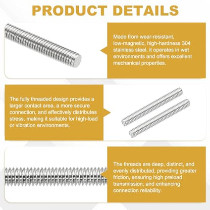 uxcell 10Pcs Fully Threaded Rod M2.5 x 0.45mm Pitch 20mm/0.8 Inch Threaded - size: M2.5x0.45mmx20mm