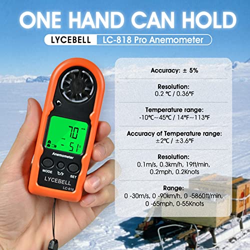 Mini Portable Anemometer Handheld 5pcs, Measures Wind Speed Wind Chill Temp
