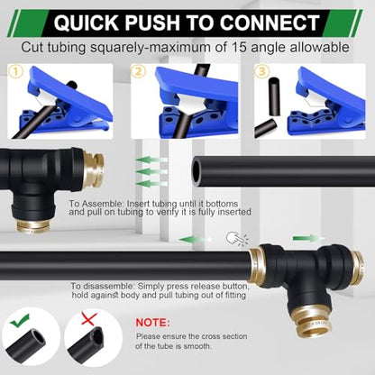 3/8" DOT Air Hose Fittings Tee 3 PCS,Quick Push To Connect Fittings - color: 3/8" * 3/8" * 3/8" 3PCS