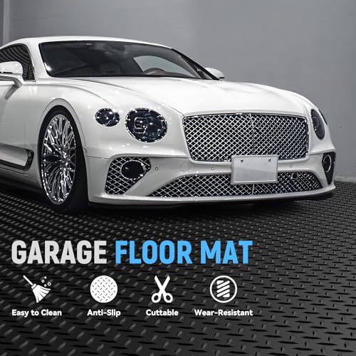 6x12 FT Garage Floor Mat, 2.8mm Thickened Diamond Plate - color: Black, size: 6x12 FT