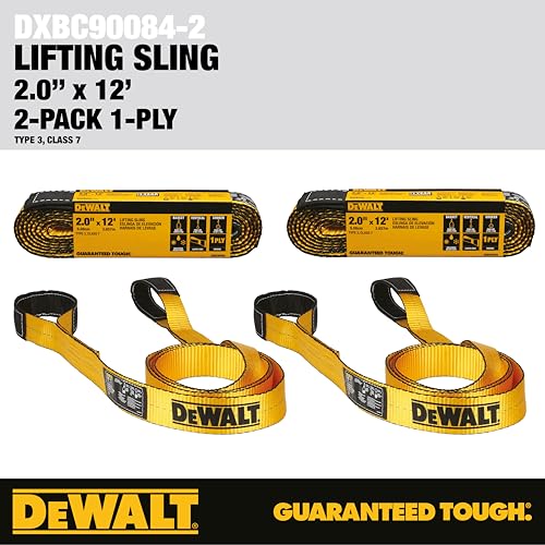 DEWALT 2"×12', 1-Ply, Type 3, Class 7 Heavy-Duty Lifting Sling, 2-Pack - size: 2” x 12’, style: 2 Pack