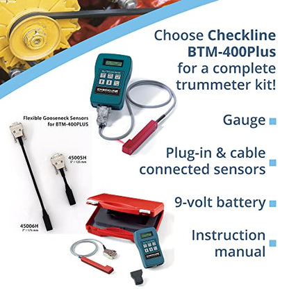 BTM-400PLUS Belt Tension Meter, Handheld Digital Belt Tension Gauge, 10-800 Hz for Flat, V & Ribbed Belts, Kit with Sensors, Battery & Hard Case, 1 Kit
