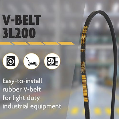 Top Drive 3L200, 3L, FHP Wrapped V Belt, Rubber, 3/8" x 20" - size: 3L200