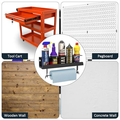 UNITEDPOWER 5 Aerosol Spray Can/Paper Towel Holder, Paint Bottle Storage Rack, Steel Wall Mount Shelf, Tool Organizer for Garage, Craft Workspace and Home - style: Spray Can/Paper Towel Holder