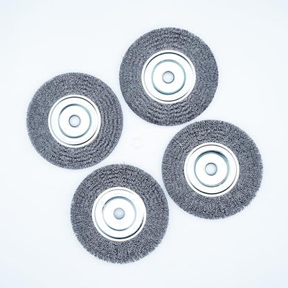 6inch Bench Wire Wheel Brush Set for Bench Grinder - Coarse & Fine Crimped Carbon Steel (0.012in & 0.008in), 1/2in & 5/8in Arbor - Rust, Burr, Paint, and Corrosion Removal (4)
