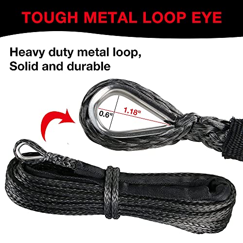 1/4" Synthetic Winch Rope 50 ft 10,000 lb UHMWPE Winch Cable Replacement Kit with Protective Sleeve, Thimble, Compatible with ATV UTV Truck Winches, Black - color: Black, size: 1/4 In x 50 Ft Standard