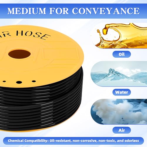 PU Air Hose Pneumatic Tubing Black 8mmOD x 5mmID 328FT 100M - color: Black, size: 8mm OD x 5mm ID 328 FT 100 Meters