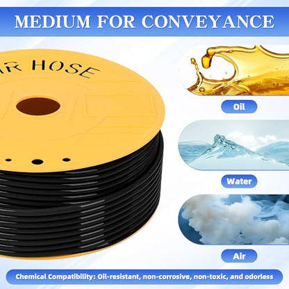 PU Air Hose Pneumatic Tubing Black 8mmOD x 5mmID 328FT 100M - color: Black, size: 8mm OD x 5mm ID 328 FT 100 Meters