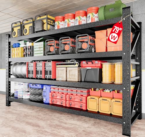 6000LBS Heavy Duty Garage Shelving Units,79" Wide & Deep Storage Shelves,Black Metal Garage Shelves,Large Storage Rack,Steel Shelf,Industrial Shelving for Shop,Warehouse,Basement,79" W x 24" D x 79" H - color: Matte Black, size: 79"Wx24"Dx79"H