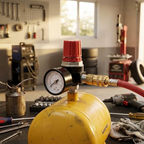 AB-9051114 Air Compressor Pressure Regulator Fits Bostitch Husky Hitachi & Craftsman - color: Pressure Regulator With Gauge
