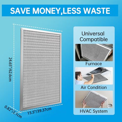 UBeesize 16x25x1 Reusable Electrostatic Air Filter HVAC AC Furnace Filter,MERV 8,Washable, Lasts a Lifetime,Permanent Air Filter,Breathe Fresher,Home And Office(Actual Size:15.5x24.65x0.82 Inch) - size: 25" x 16" x 1"