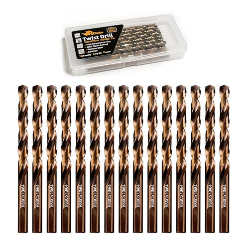 (15PCS) 13/64" Cobalt Drill Bit, HSS M35 Metal Drill Bits for Steel, Stainless Steel, Cast Iron, Hard Plastic and Wood - size: 13/64 15PCS Cobalt