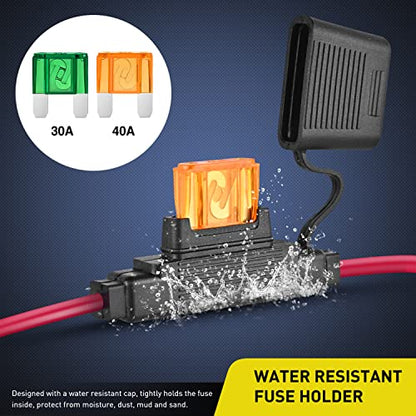 Nilight 2PCS Inline Maxi Fuses Holder 10 AWG 4PCS 30A 40A Maxi APX Fuse - size: 2Pcs 10AWG Maxi Fuse Holder