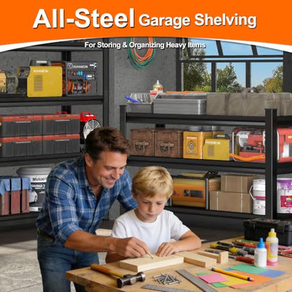 Metal Storage Garage Shelving - 48" W x 18" D x 78" H Black - size: 5T-BK-48"Wx18"D