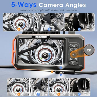 Triple Lens Borescope with 5" IPS Screen, 1920P HD Inspection Camera