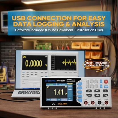 Crenova 30000 Counts True RMS Digital Multimeter, Desktop Bench Multimeter