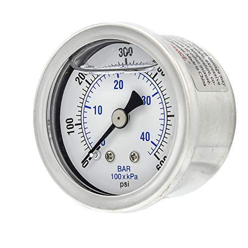 PIC Gauges 202L-158K Center Back Mount Glycerine Filled Pressure Gauge w/ SS Case/Bezel, Brass Internals, PC Lens, 1.5" Dial, 0/600 psi Range, 1/8" Male NPT - style: 0 - 600 PSI
