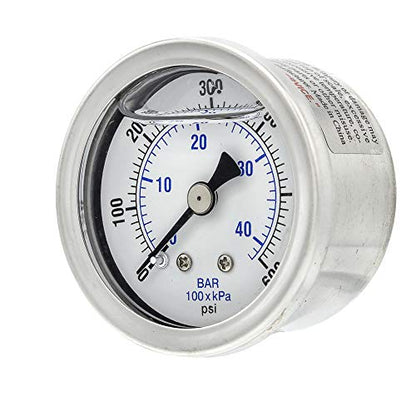 PIC Gauges 202L-158K Center Back Mount Glycerine Filled Pressure Gauge w/ SS Case/Bezel, Brass Internals, PC Lens, 1.5" Dial, 0/600 psi Range, 1/8" Male NPT - style: 0 - 600 PSI