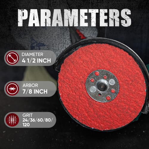4.5" x7/8" Ceramic Resin Fiber Discs 24/36/60/80/120 Grit 25Pcs - style: 24/36/60/80/120grit-25Pack