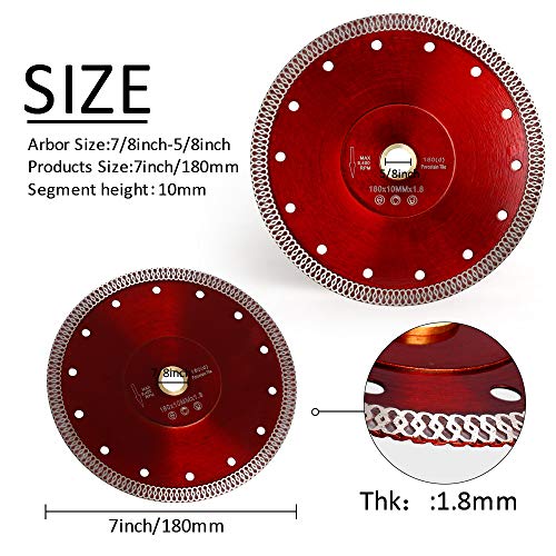 7 inch Diamond Blade Super Thin Diamond Cutting Blade for Tile Granite Marble (7“-1pc) - size: 7“-1pc