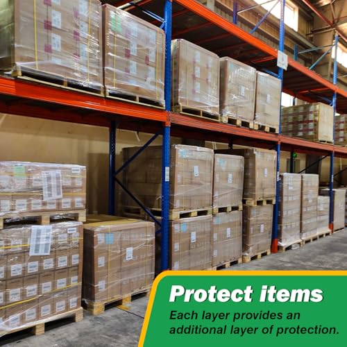4 Pack Industrial Strength Clear Stretch Wrap Film 18" x 1000 Ft 80 Gauge Thick with Plastic Handle, Durable Self-Adhering Heavy Duty Shrink Plastic Wraps for Pallets Moving & Packing - color: Clear