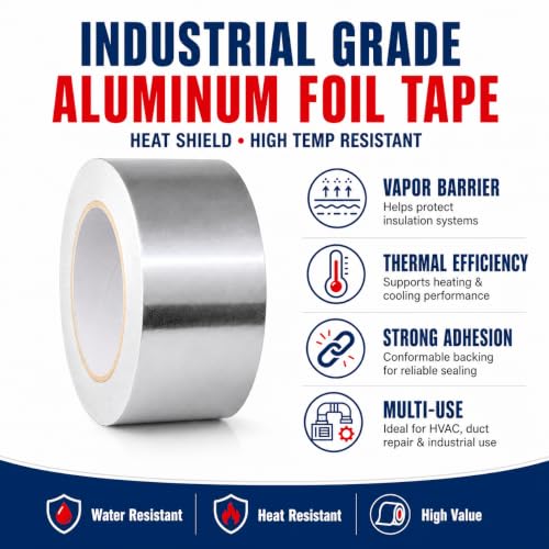 GGR Supplies AF-20R Aluminum Foil HVAC Tape, 6 Inch x 150 Feet, 3.6 Mil - size: 6" in. x 50 yds.