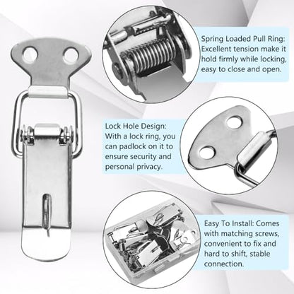 10 PCS Spring Loaded Toggle Latch, Small Spring Toggle Lock, Box Closure, Cap Lock for Toolbox Drawer Chest Case Cabinet