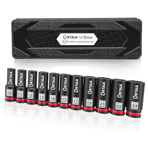 11PCS 1/2 Inch Drive Impact Deep Socket Set Metric 10-24mm, 6-Point, CR-MO - size: 11PCS Metric