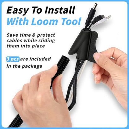 Oleitodh 1" 3/4" 1/2" 3/8" 1/4" OD Split Loom Tubing, 20ft Each, 5 Sizes - color: Black, size: 1/4,3/8,1/2,3/4,1in x 20ft