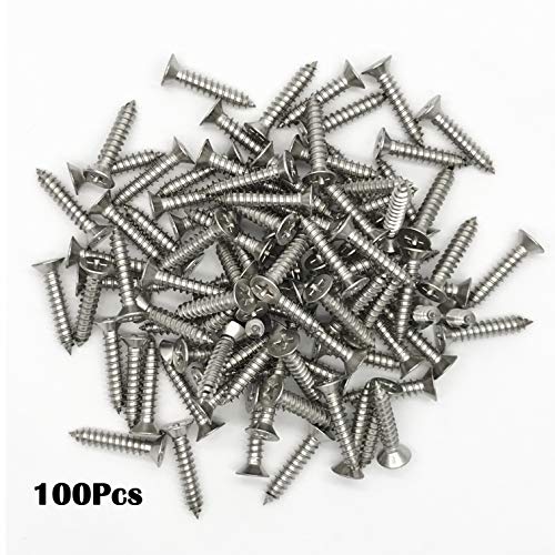 5 x 25mm Screw, Flat Head, Phillips Drive, Self Drilling, 304 Stainless Steel Drywall Wood Screws 100Pcs - size: 5 x 25mm