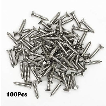 5 x 25mm Screw, Flat Head, Phillips Drive, Self Drilling, 304 Stainless Steel Drywall Wood Screws 100Pcs - size: 5 x 25mm